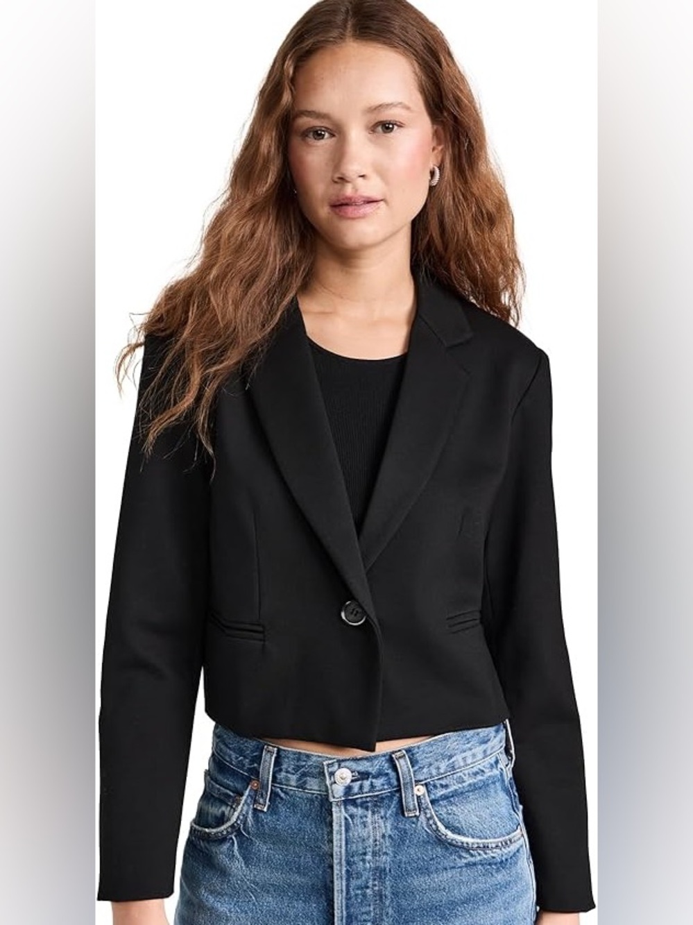 Velvet by Graham & Spencer Anya Ponte Cropped Blazer, black size medium